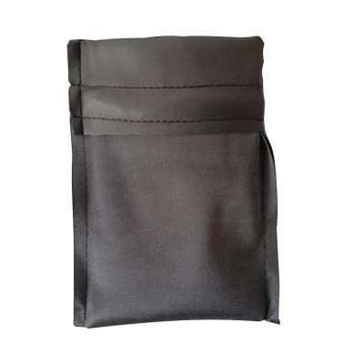 China Recyclable Custom Leather Bag With Wax Rope Gargle Pouch for sale