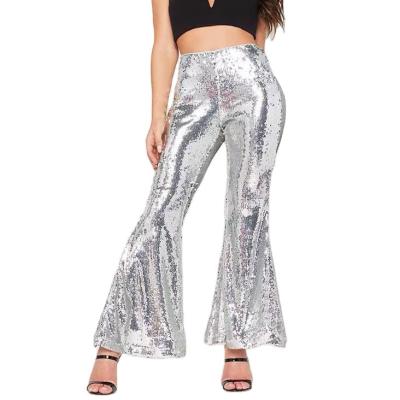 China 2021 New Sexy Nightclub Women Pantalones Multicolor Sequined Flare Pants Breathable Pants Fashion Casual Pants for sale