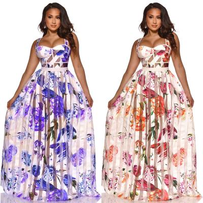 China 2021 summer washable see sexy pretty girl dresses flower women printed casual dress for sale