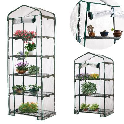 China Easily Assembled Small Plastic Garden Greenhouse Warm Green House For Plants Garden 3 Row Shelves Plant Flower for sale