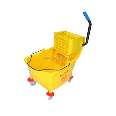 China 35QT 32L Mop Wringer Compression Bucket Side Bucket Viable Single Press Wringer Cleaning Bucket for sale