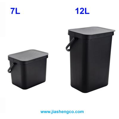 China 7L 12L Sustainable Plastic Kitchen Waste Bin With Lid Cover Waste Bin for sale