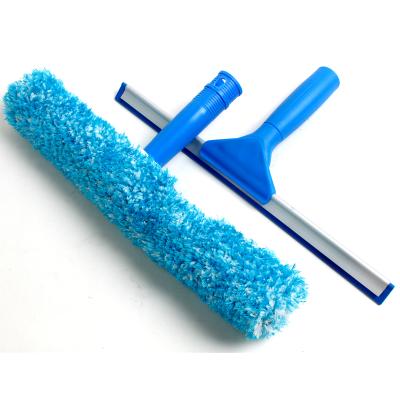 China Durable Plastic Long Handle Window Cleaning Combo Squeegee And Microfiber Window Scrubber For Window Cleaning for sale