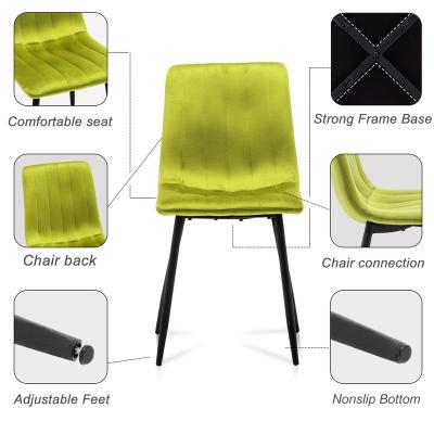 China Easy To Assemble 2 Upholstered Kitchen Set Dining Chair With Strong Black Metal Legs Living Room Bedroom Chair for sale