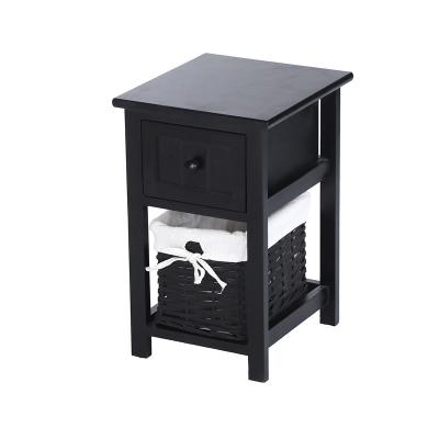 China Other Wholesale High Quality Small Black Wooden Bedside Table Furniture for sale