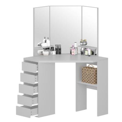 China Newest Design Good Quality Modern Women Corner Classic Triple Mirror Dressing Table for sale