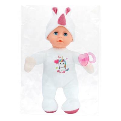 China Cartoon Toy Silicone Plush Stuffed Soft Unicorn Animal Dolls Toys with pacifier for children's first learning doll babies wow 25cm for sale