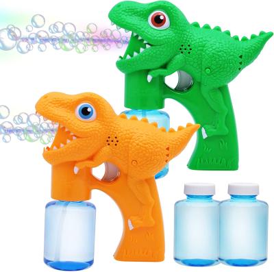 China 2021 Plastic Dinosaur Bubble Guns Toys with Bubble Solution (147ml) for Toddlers, Bubble Memory Maker and Fan Blaster for sale