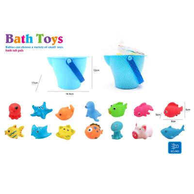 China Baby Shower Toy Trend Baby Kids Bath Toy Animals Set Silicone with Squeese Sound for Kids Bathtub Pals Games 2021 for sale