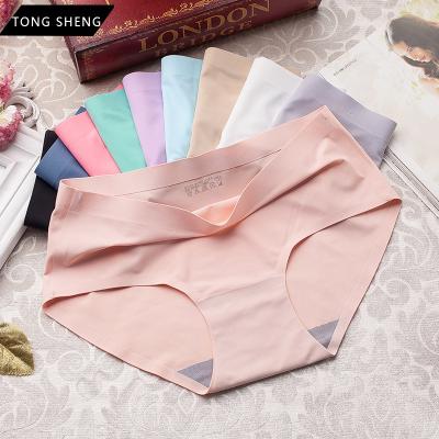 China Factory Wholesale Antibacterial Plus Size Laser Cut Women's Breathable Underwear Seamless Waist Panties Ice Silk Women's Panties Mid for sale