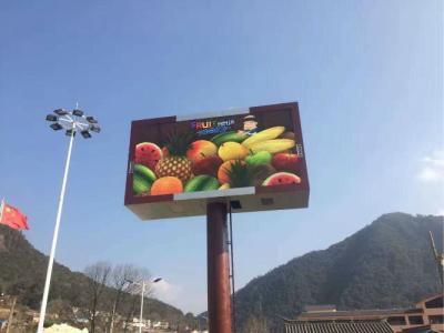 China Fixed Roadside Digital Signage , Single Pole Support 10mm Led Screen 14 Bit Grey Scale for sale