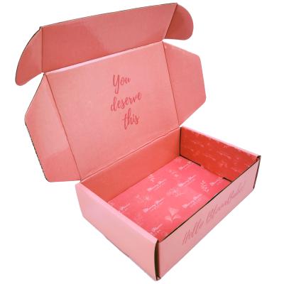 China Belle Recyclable Gift Cardboard Mailer Pink Box Lingerie Pink Packaging Custom Logo for sale