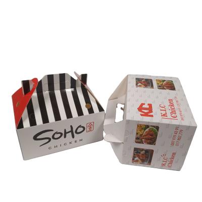 China Eco-friendly Recycled Materials Art Paper Fried Chicken Custom Packaging Box With Handle for sale