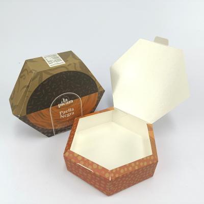 China Recycled Materials Recycled Materials Custom Design Art Paper Packaging Box For Takeaway Food Seafood Paella for sale