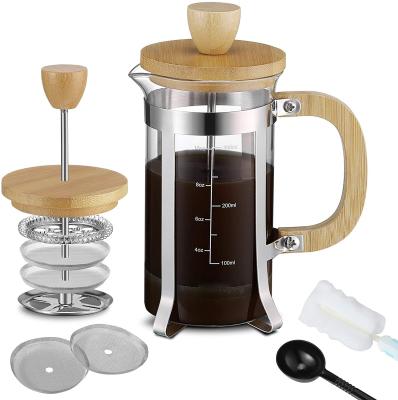 China Viable French Press Stainless Steel Coffee Press Cavity Coffee Tea Teapots With Wooden Handle for sale