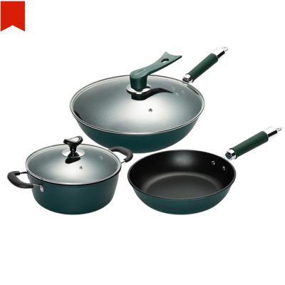 China 2022 Sustainable 2022 Fine Cookware Set Kitchen Pot High Grade Three Piece Kitchen Cooking Pot for sale