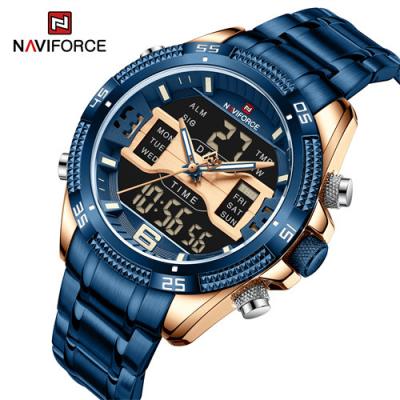 China NAVIFORCE 9201 RGBE Chronograph Luxury Brand Led Luminous Multifunctional Chronograph Wristwatches Stainless Steel Minimalist Double Display for sale