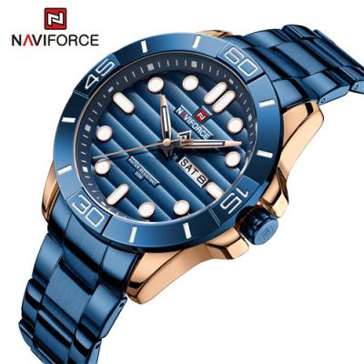 China Male Chronograph NAVIFORCE 9198 RGBE Stainless Steel Quartz Calendar Watches Men Waterproof Military Minimalist Wrist Chronograph for sale