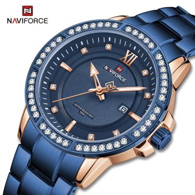 China Original Custom Logo Simple Watches Man Wrist OEM ODM Gold Day/Date NAVIFORCE 9187 RGBE Reloj Stainless Steel Men Luxury Quartz Watches for sale