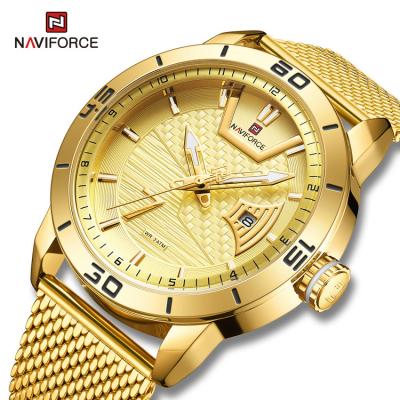 China Customized Logo Date NAVIFORCE 9155A GG Sport Watches Men Automatic Luxury Gold Japan Movement Analog Wristwatches for sale