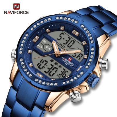 China Double Display Mens Fashion Stainless Steel Wristwatch Rose Gold Blue Date NAVIFORCE 9190 RGBE Custom Logo Luxury Automatic Watch naviforce watch for sale