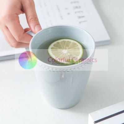 China 360ml ceramic mug embossed creactive glaze coffee cups tea mug personalized coffee travel mugs чашка tassen tazas for sale