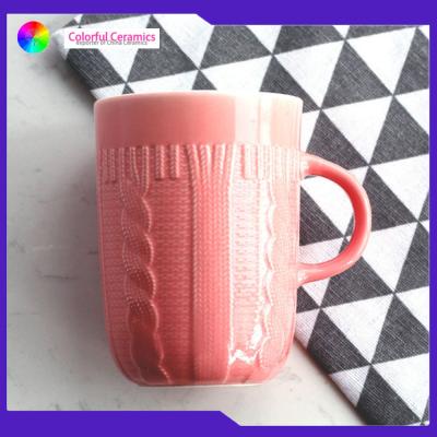 China ceramic coffee mug set embossed sweater ceramic mugs coffee mug red cups кружка для кофе купить for sale