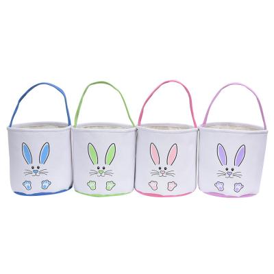 China Cotton New Easter Egg Bunny Bag Easter Bucket Rabbit Ears Decoration Gift Amazon Basket Canvas DIY Bags for sale