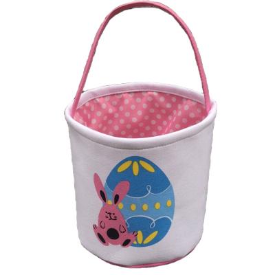 China Custom Cotton Low Price White Canvas Fabric Kid Egg Candy Gift Bunny Bucket Easter Treat Bag for sale