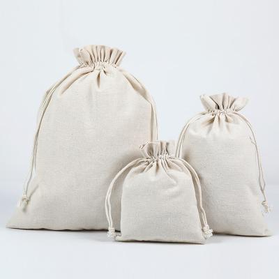 China Large Chiffon Handle Rope Mini Drawstring Bag Cotton Canvas Calico Fabric Bags Drawstring Bag Custom String Pouch for sale