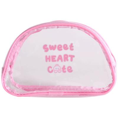 China Soft Transparent Personalized PVC Pencil Bag Durable 2022 Clear Cosmetic Bags Pink Toiletry Bag for sale