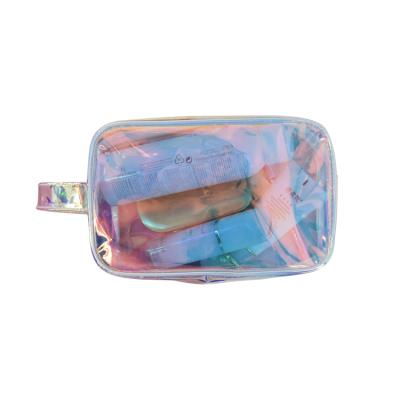 China Hot Sale Reusable Clear TPU Makeup Bag Holographic Waterproof Cosmetic Bag With Zipper for sale