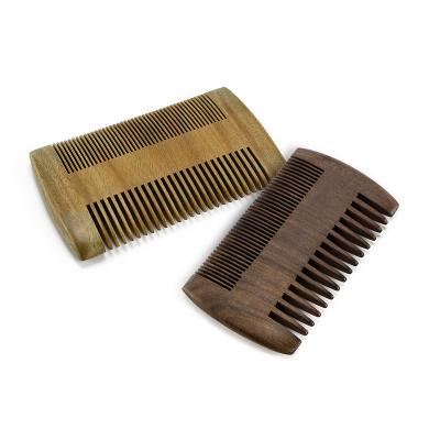 China Trendy Men Green Neem Sandalwood Wood Pocket Comb Beard and Wooden Mustache Hair Comb Custom Logo Set for sale