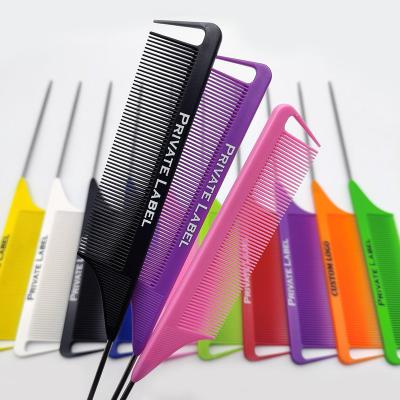 China Beauty Care Braiding Styling Hairdresser Comb Carbon Fiber Comb Precision Rat Tail Hair Parting Heat Resistant Teasing Comb Set With Logo for sale