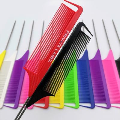 China Beauty Care Styling Hairdresser Comb Carbon Heat Resistant Fiber Comb Precision Rat Tail Hair Parting Braiding Tease Comb Set With Logo for sale