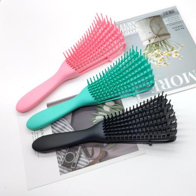 China Fast Shipping Pink Curly Bristle Custom Hair Comb and Detangling Brush Detangler Hair Brush Set for Hair Makers Women for sale