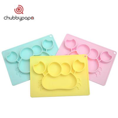 China Designed to 2018 Silicone Handle Dish Cute Crab Shaped OEM Baby Bowl Silicone Handle Dish With Suction Baby Handle Dish for sale