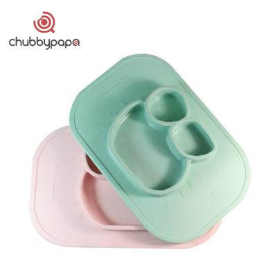 China Designed to 2018 silicone handle plate OEM baby bowl silicone handle plate with suction silicone handle plate for sale