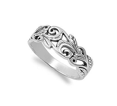 China Vintage 925 Sterling Silver Infinity Ring Acacia Leaves Sterling Silver 925 Ring, Filigree Silver Women Ring for sale