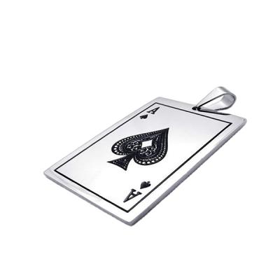 China Stainless Steel Ace of Spades Card Poker Pendant Men's Women's Punk Necklace for sale