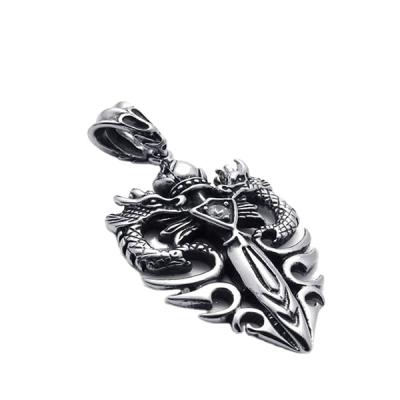 China Religious Tribal Men's Stainless Steel Dragon Sword Gothic Pendant for sale