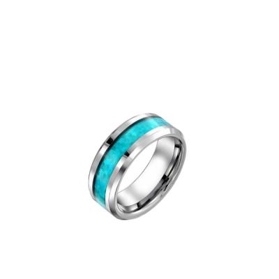 China Nice Blue Inlay Titanium Wedding Band Ring Casual/Sporty Jewelry Men, Unique Color Inlay Titanium Ring for sale