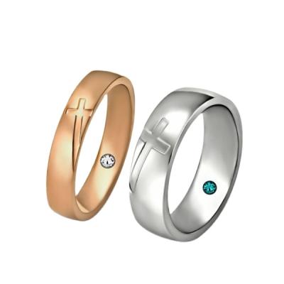 China Cute Couples Rings for Him and Her Matching Set Christian Promise Ring with Cross for sale