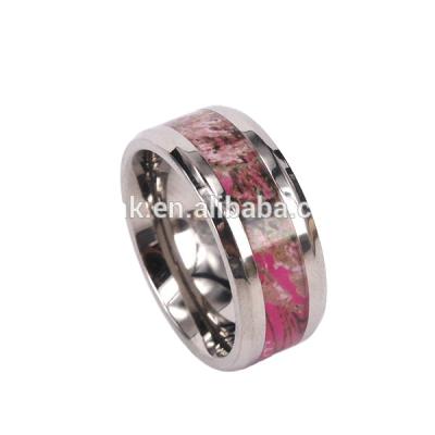 China Casual/sporting Christmas gift sale! Titanium Camouflage Finger Ring Women's Hunting Camouflage Wedding Band Rose Tree for sale