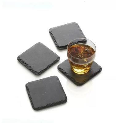 China Sustainable Natural Stone Black Slate Tableware Black Slate Coaster Slate Coaster for sale