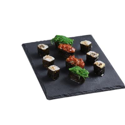 China Sustainable Pizza Steak Sushi Grill Lava Cheap Black Stone Natural Slate Serving Plate for sale