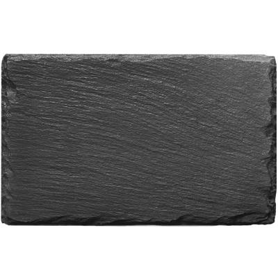 China Sustainable Factory Wholesale Natural Black Slate Cheese Board With Stainless Steel Handles for sale