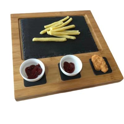 China Direct Wholesale Customized Viable Rectangular Shape Slate And Acacia Cheese Board For Table Decoration for sale