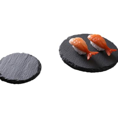 China Factory Wholesale Viable Natural Black Slate Stone Cheese Board Round Plate Rectangular Dinner Plate for sale