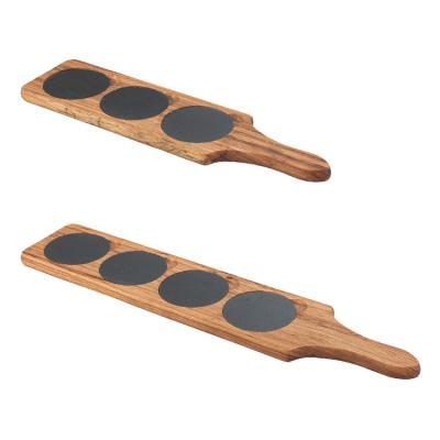 China Sustainable Wholesale Acacia Wood And Black Slate Cheese Board Kitchen Deli Cutting Board for sale